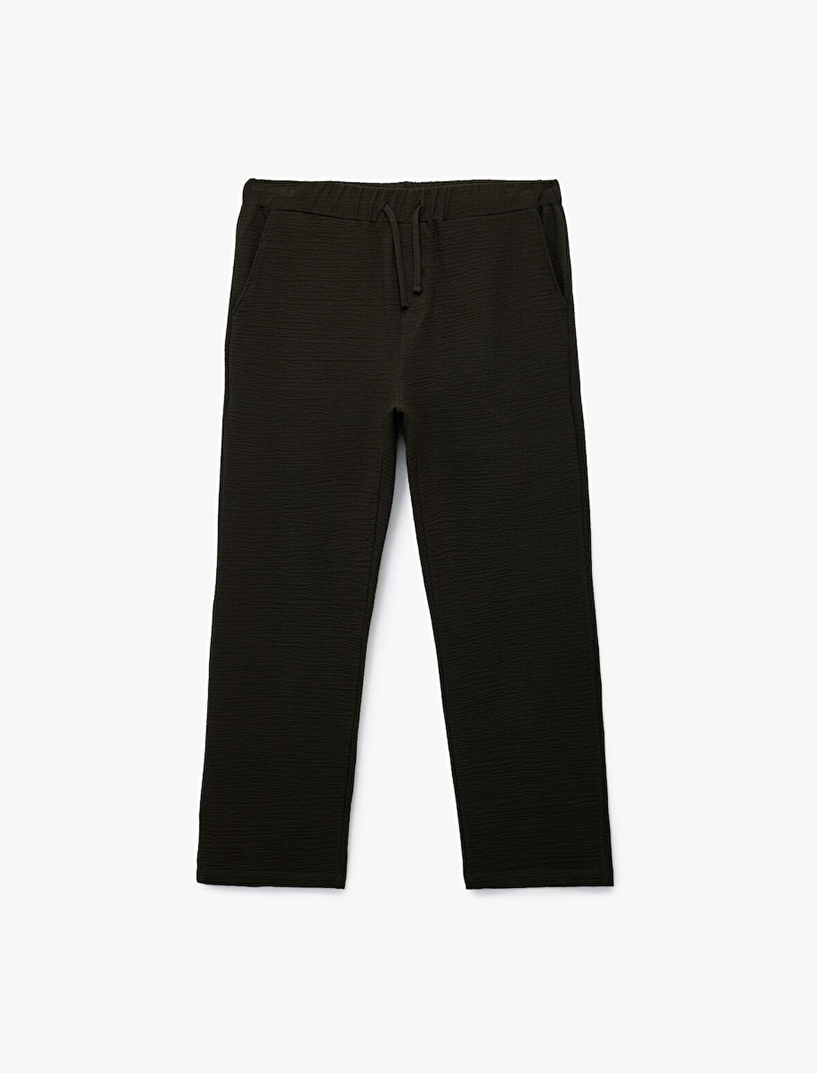 Pamuklu Dokulu Cep Detaylı Beli Bağcıklı Eşofman Altı