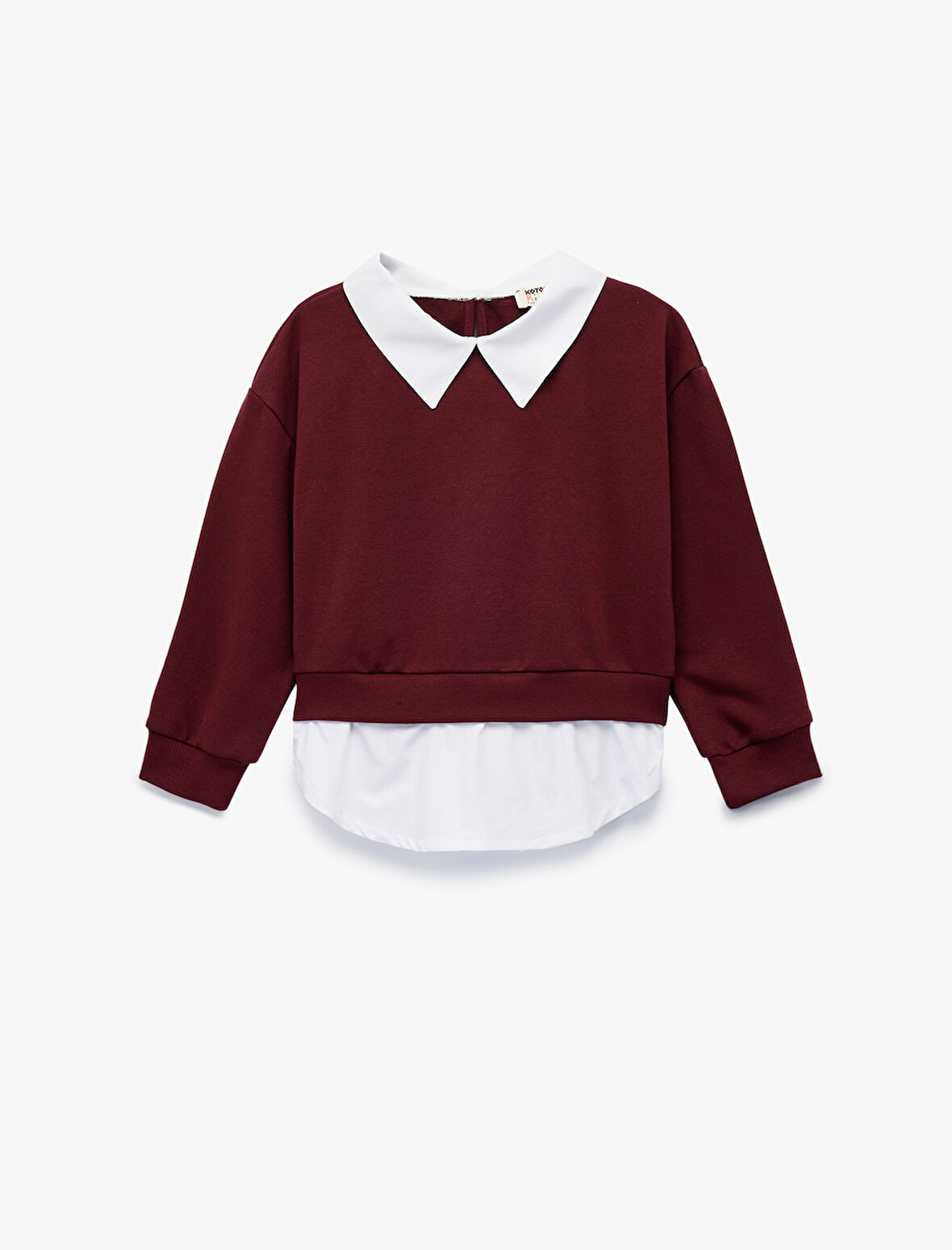 Gömlek Yaka Detaylı Uzun Kollu Okul Sweatshirt