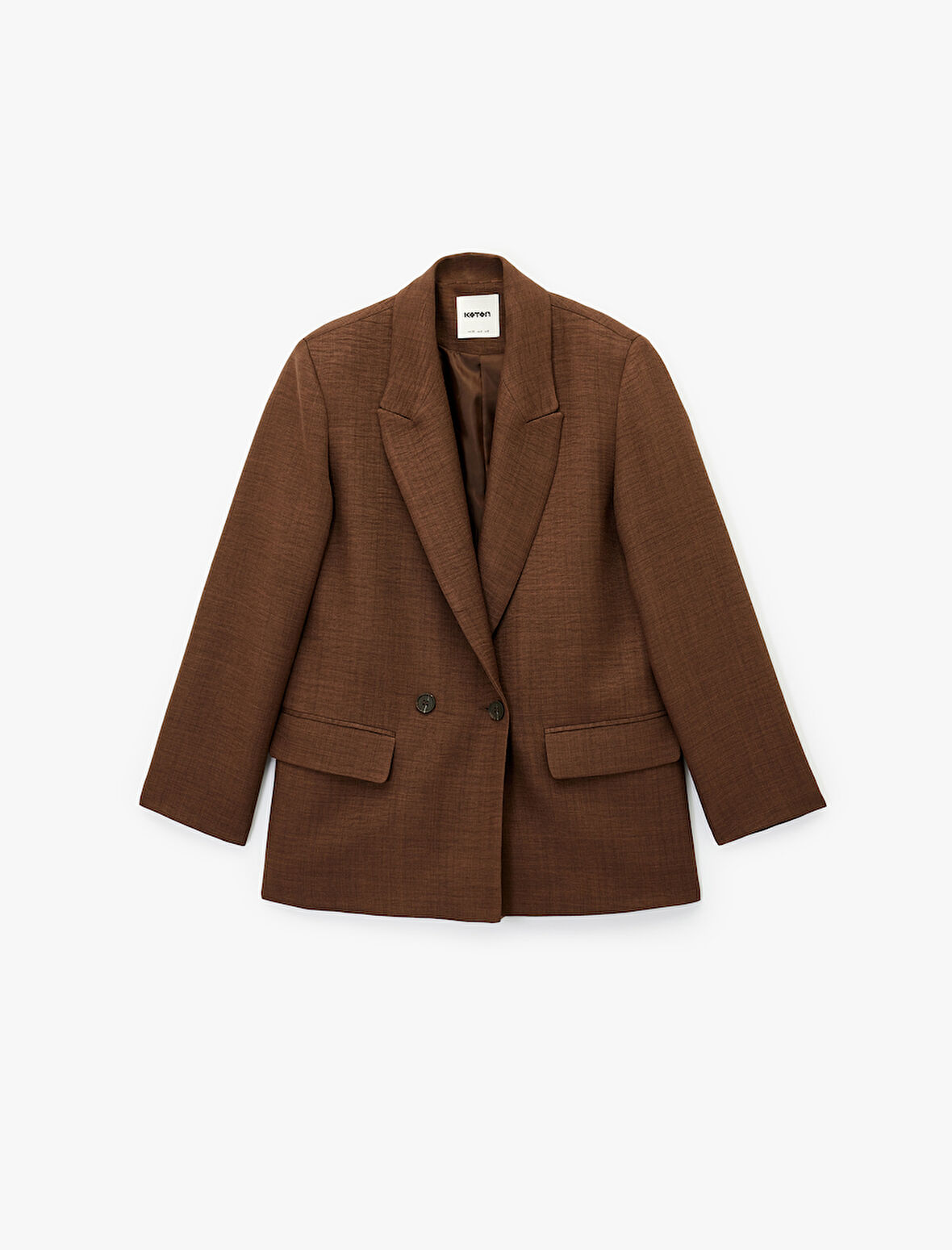 3/4 Kollu Düğmeli Cep Detaylı Kruvaze Yaka Blazer Ceket