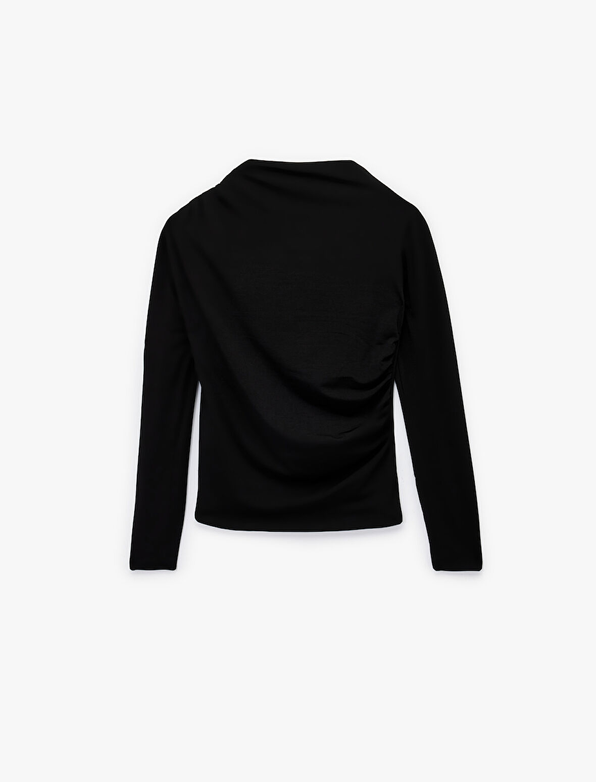Drape Detaylı Dar Kesim Uzun Kollu Tişört