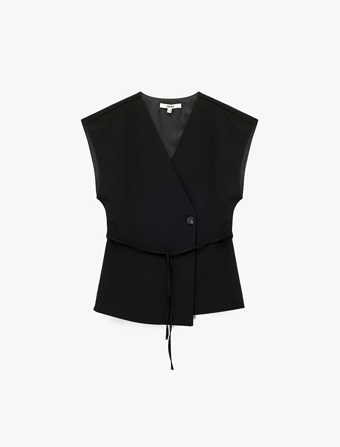 V Yaka Bağlama Detaylı Kruvaze Yelek