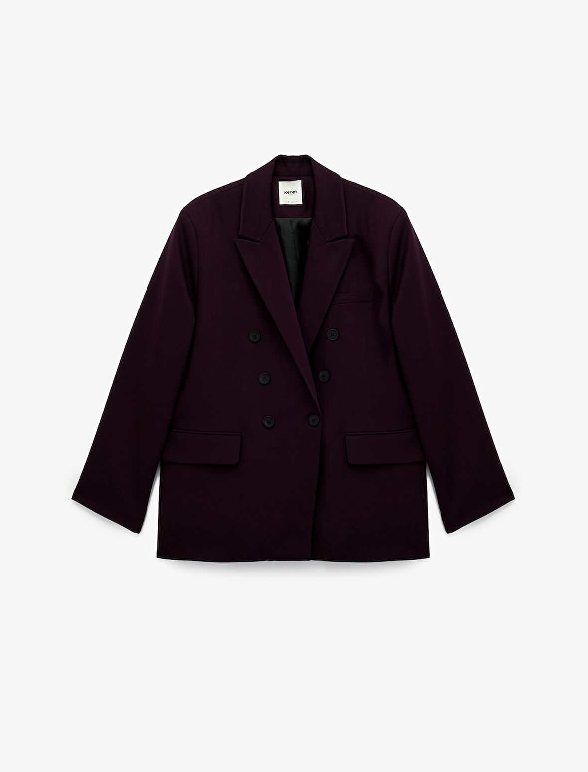 Düğmeli Cep Detaylı Uzun Kollu Kruvaze Yaka Blazer Ceket