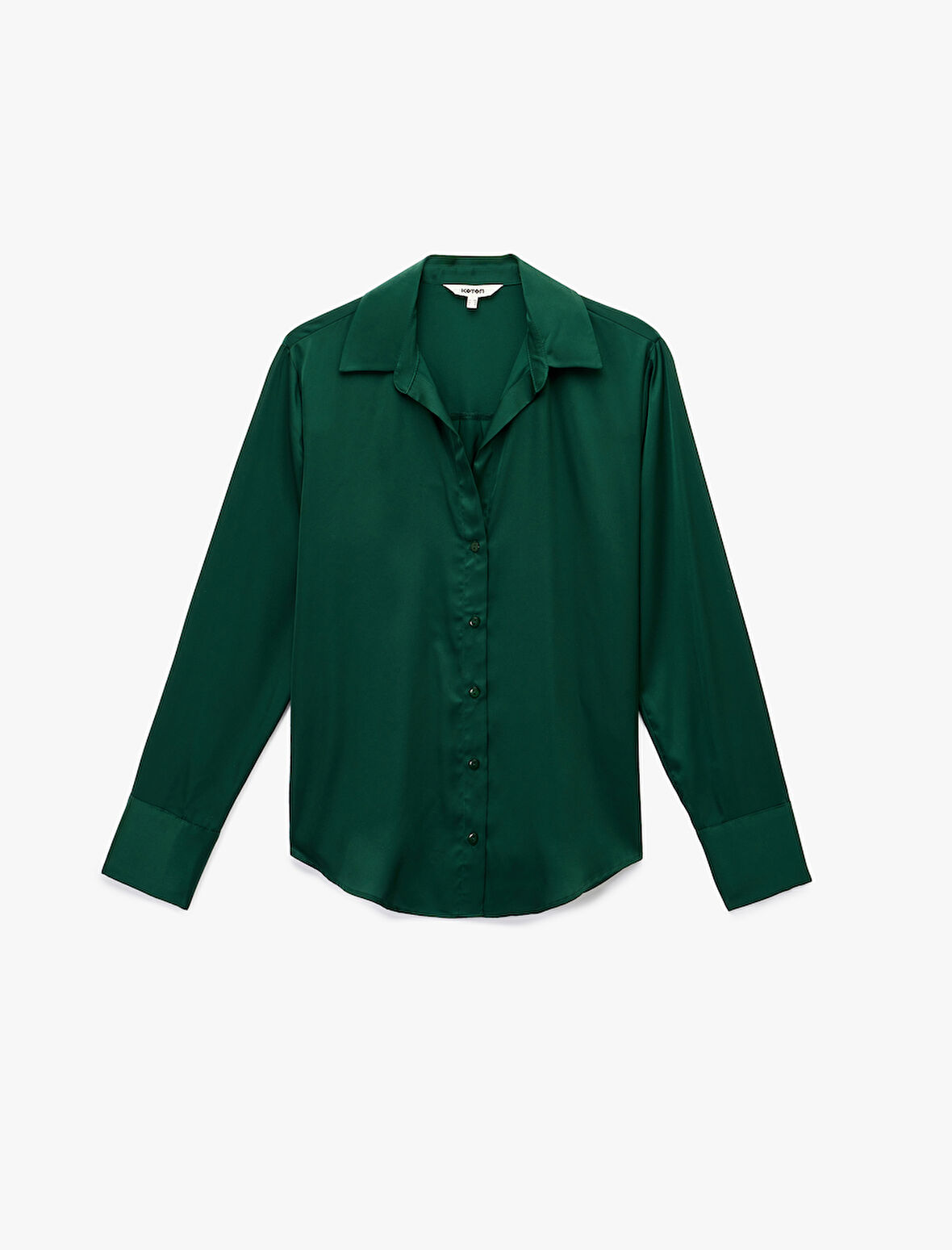 Regular Fit Uzun Kollu Düğmeli Saten Gömlek