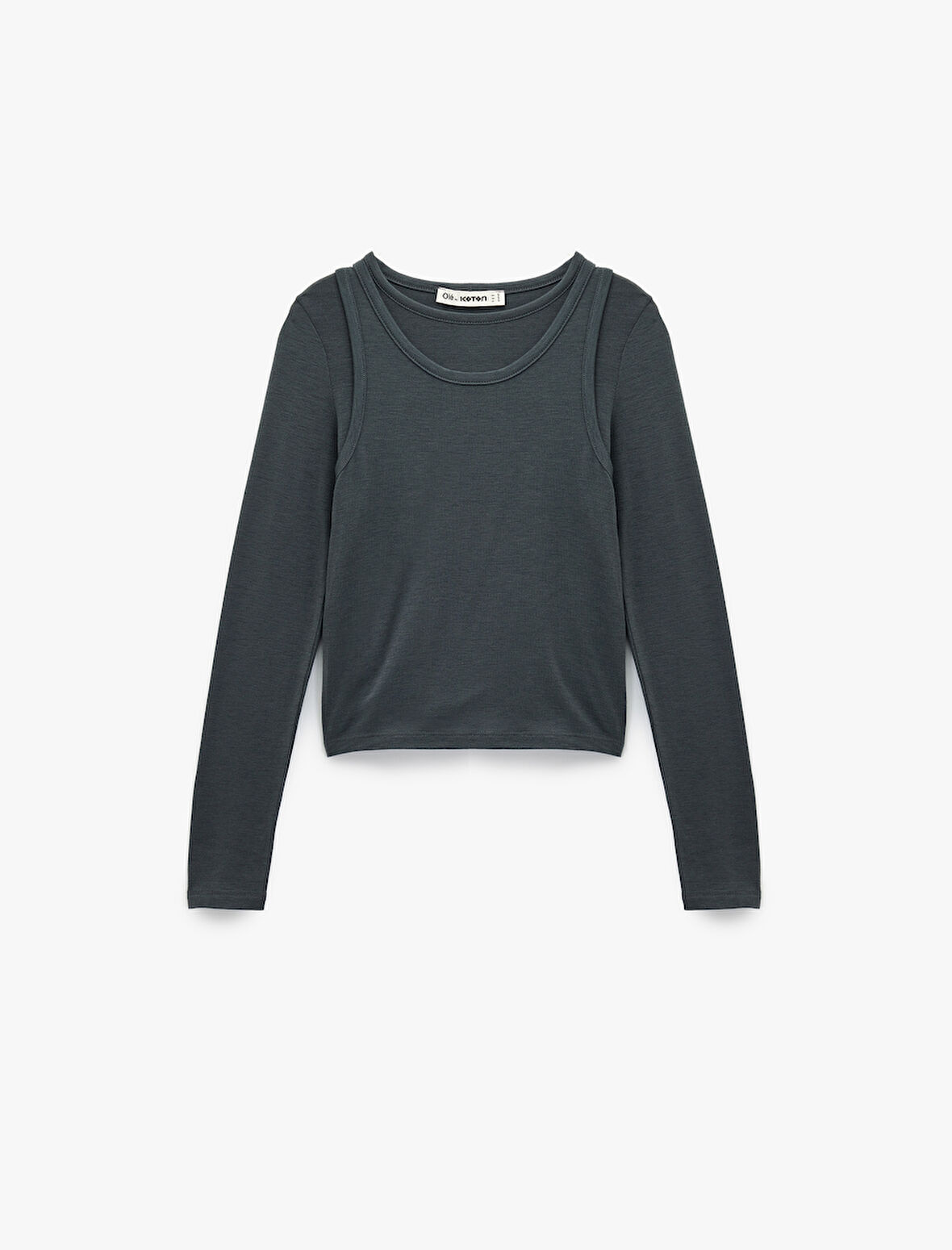 Slim Fit Atlet Görünümlü Bisiklet Yaka Uzun Kollu Tişört