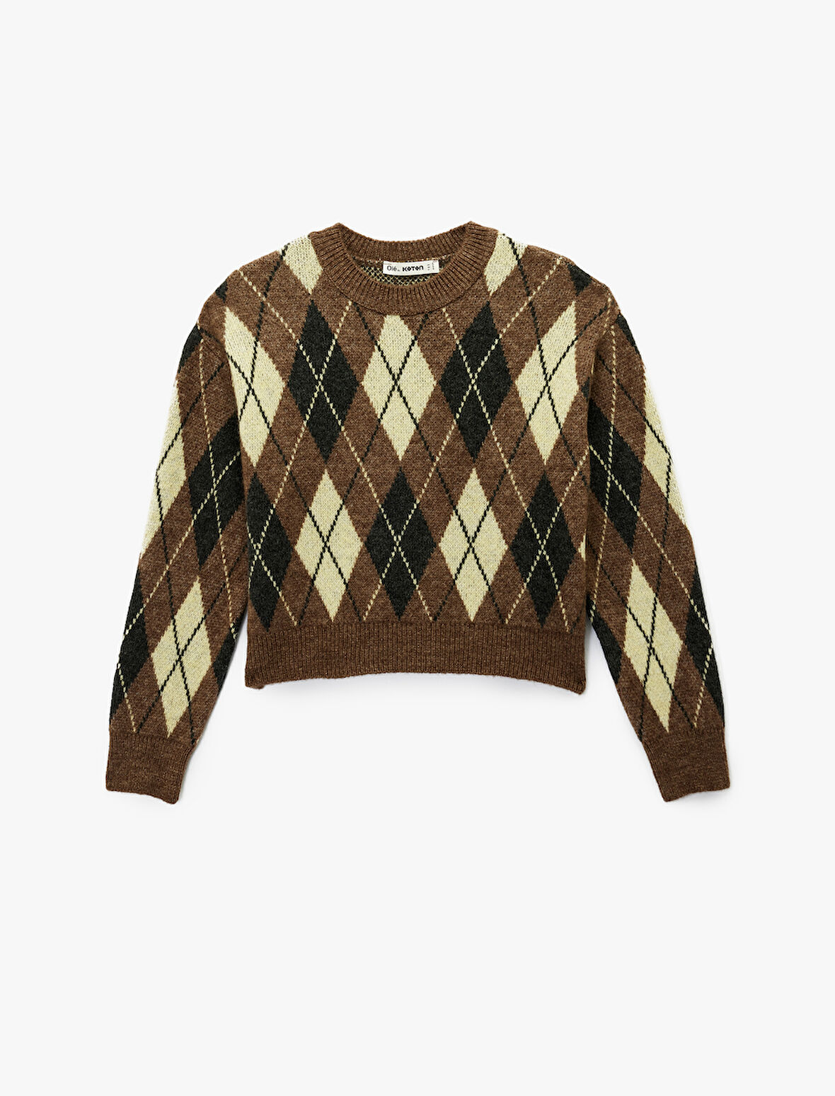 Baklava Desenli Uzun Kollu Bisiklet Yaka Triko Kazak