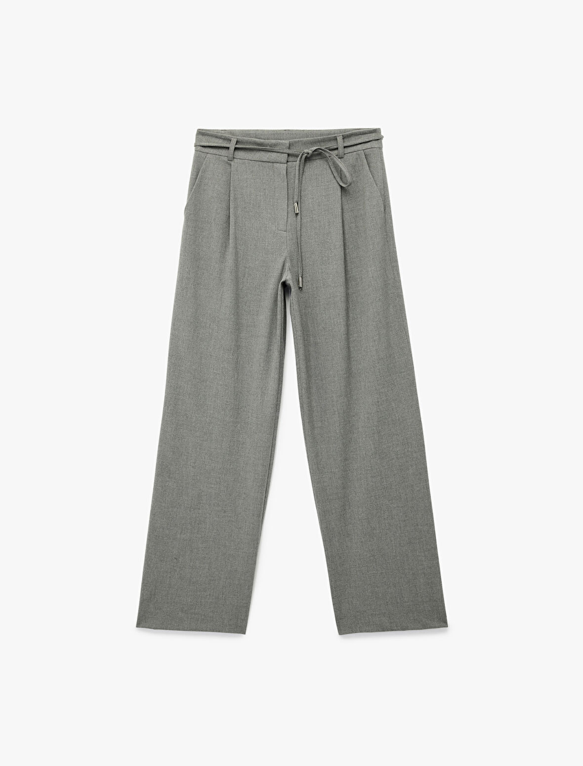 Bağlama Detaylı Cepli Geniş Paça Kumaş Pantolon