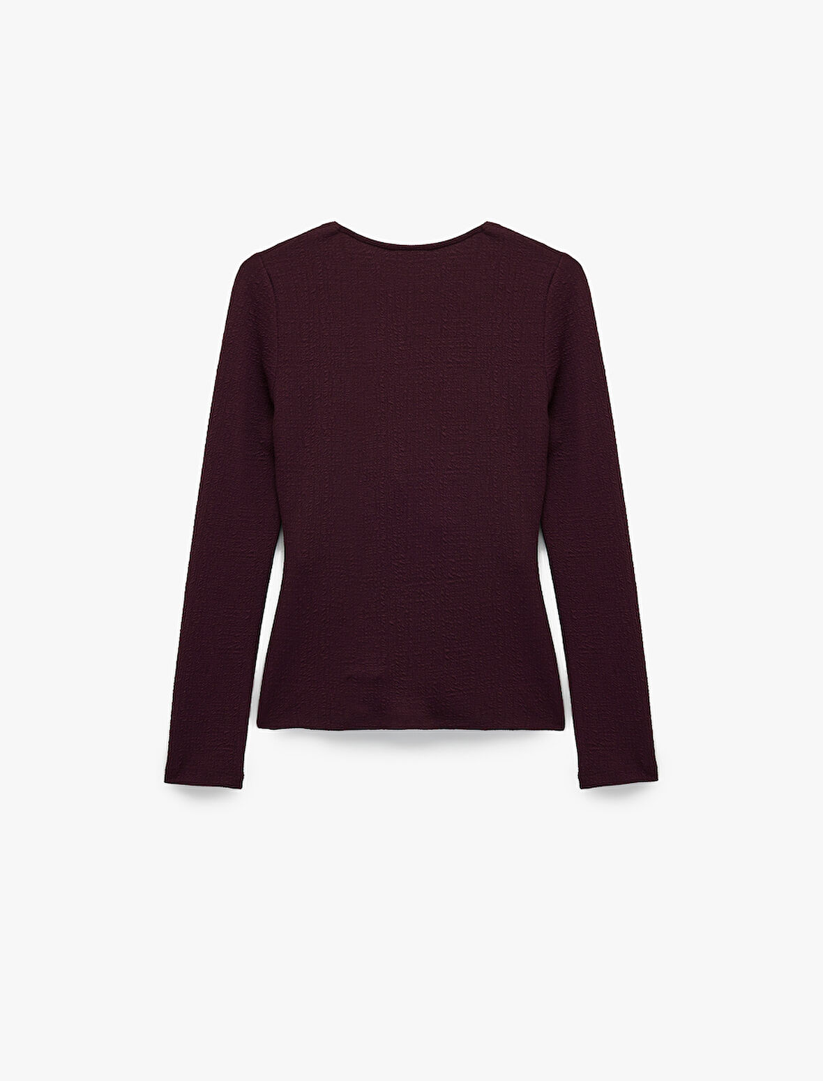 Metal Aksesuarlı Uzun Kollu Slim Fit Bürümcük Kruvaze Yaka Bluz