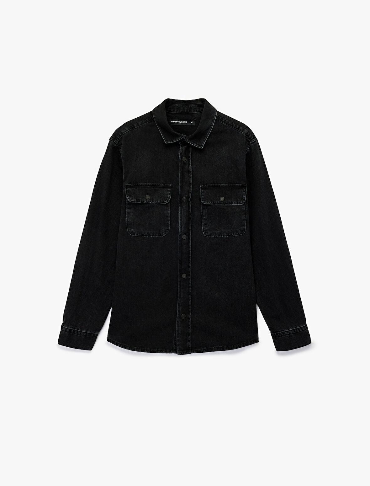 Rahat Kalıp Uzun Kollu Düğmeli Kapaklı Cepli Klasik Yaka Pamuklu Jean Gömlek