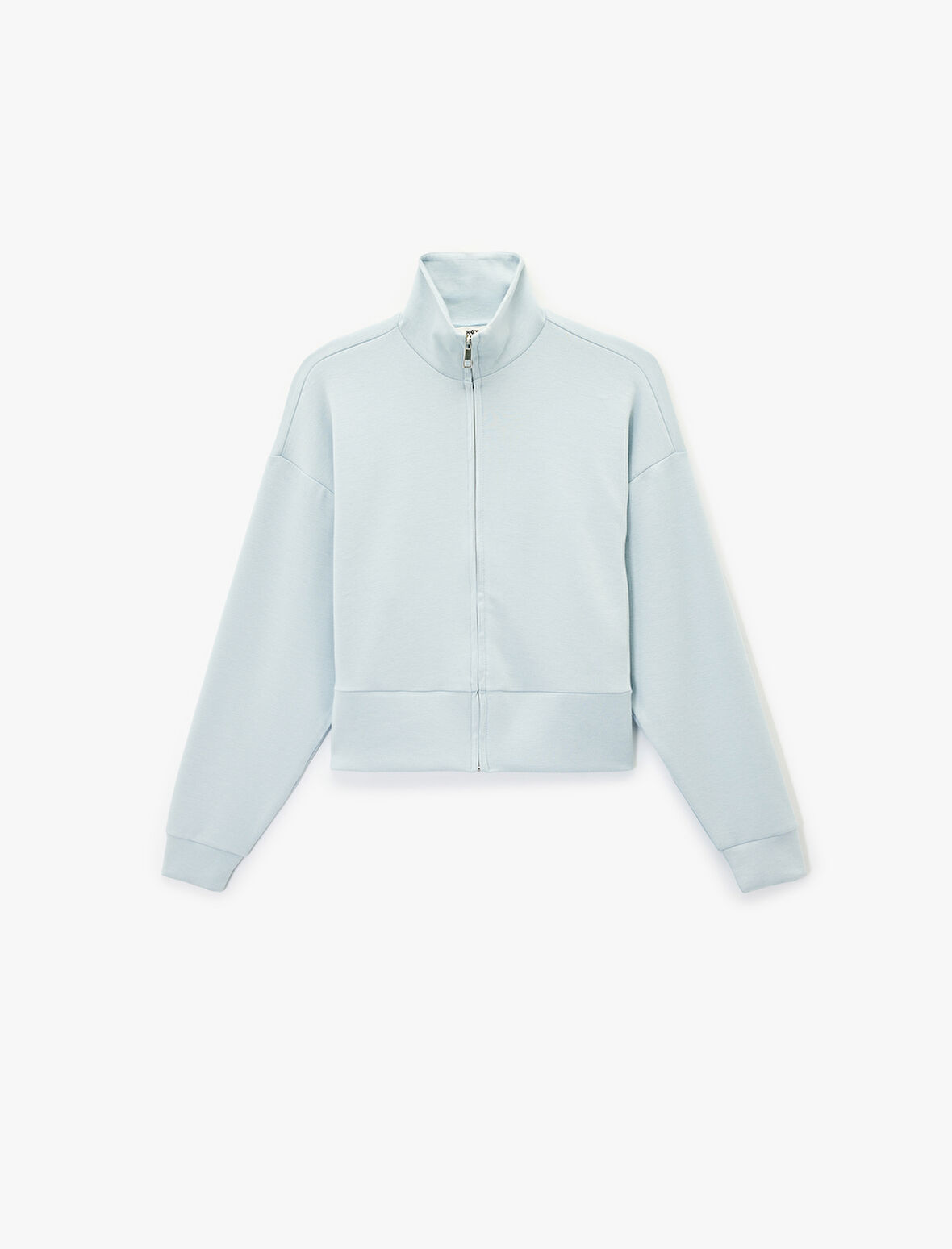 Uzun Kollu Dik Yaka Fermuarlı Sweatshirt