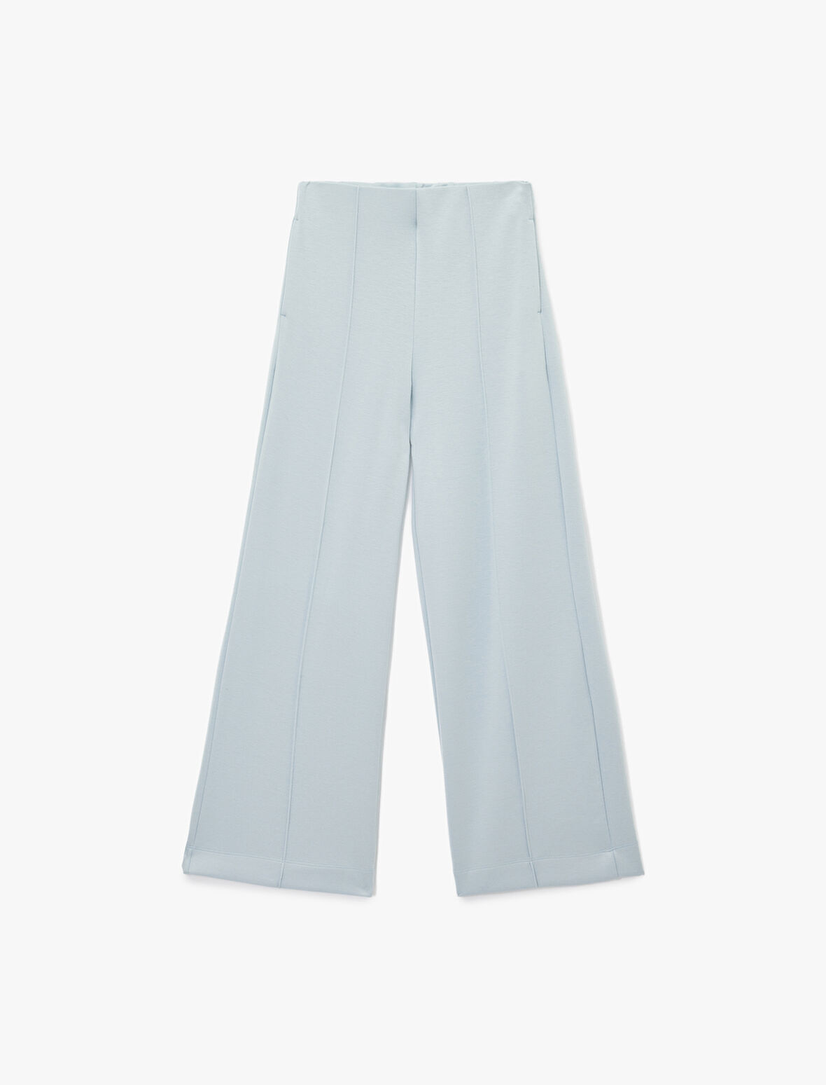 Nervürlü Cepli Düz Bol Paça Palazzo Pantolon