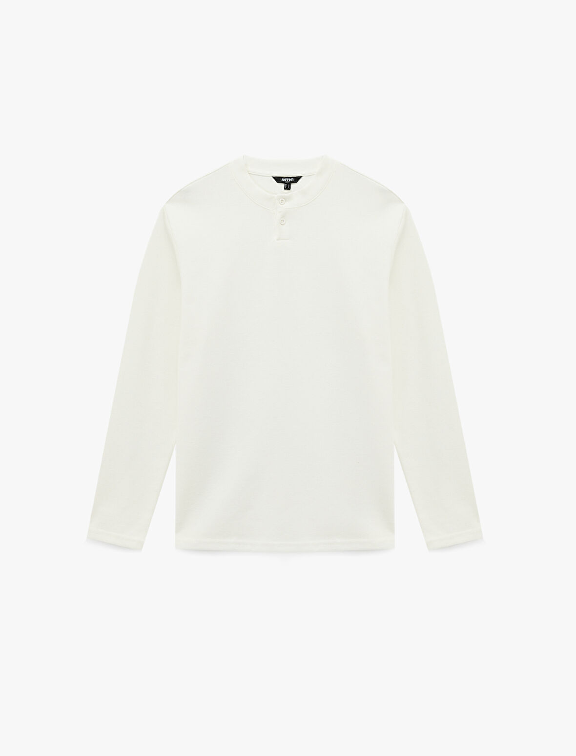 Regular Fit Düğmeli Hakim Yaka Uzun Kollu Tişört