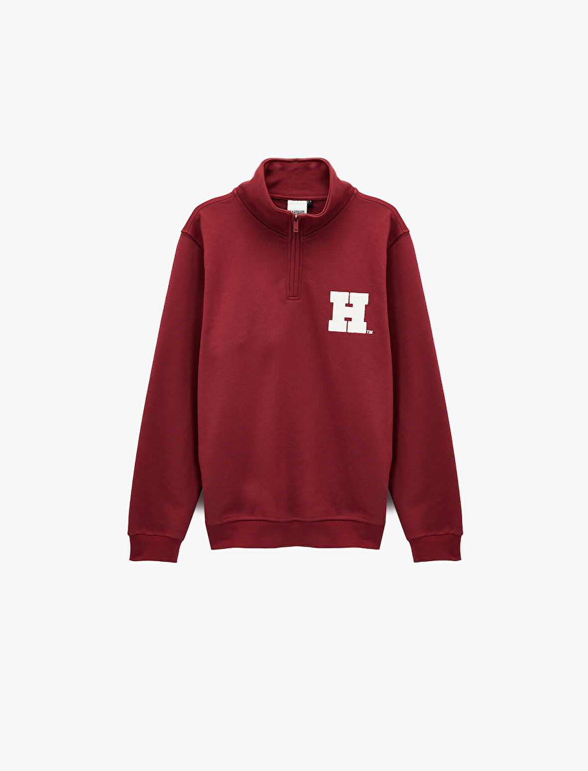 Uzun Kollu Yarım Fermuarlı Dik Yaka Nakışlı Lisanslı Harvard Sweatshirt
