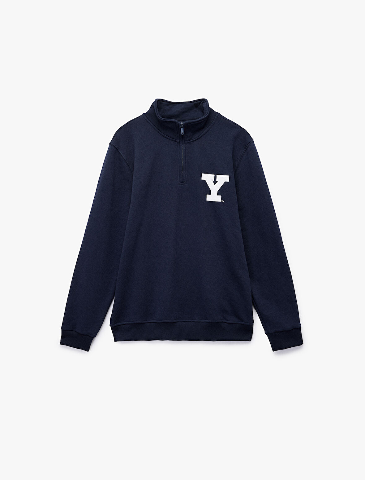 Uzun Kollu Yarım Fermuarlı Lisanslı Yale Baskılı Sweatshirt