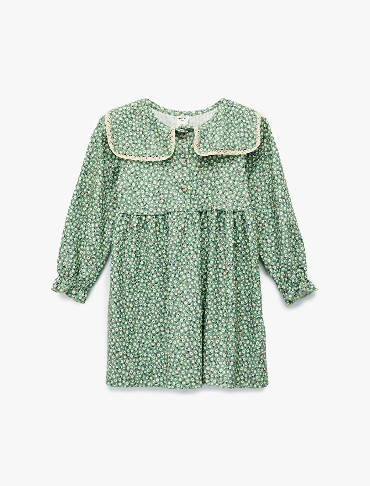 Bebe Yaka Uzun Kollu Çiçekli Elbise