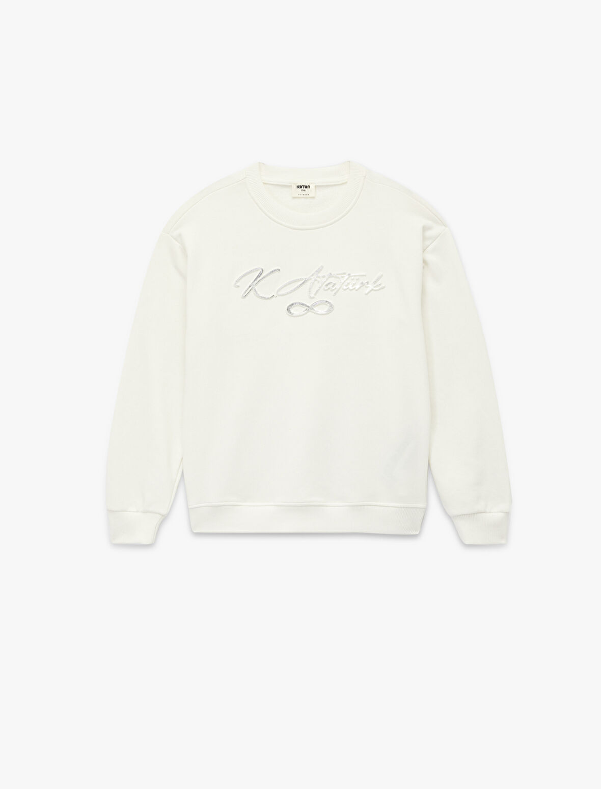 Atatürk Baskılı Uzun Kollu Bisiklet Yaka Şardonlu Sweatshirt