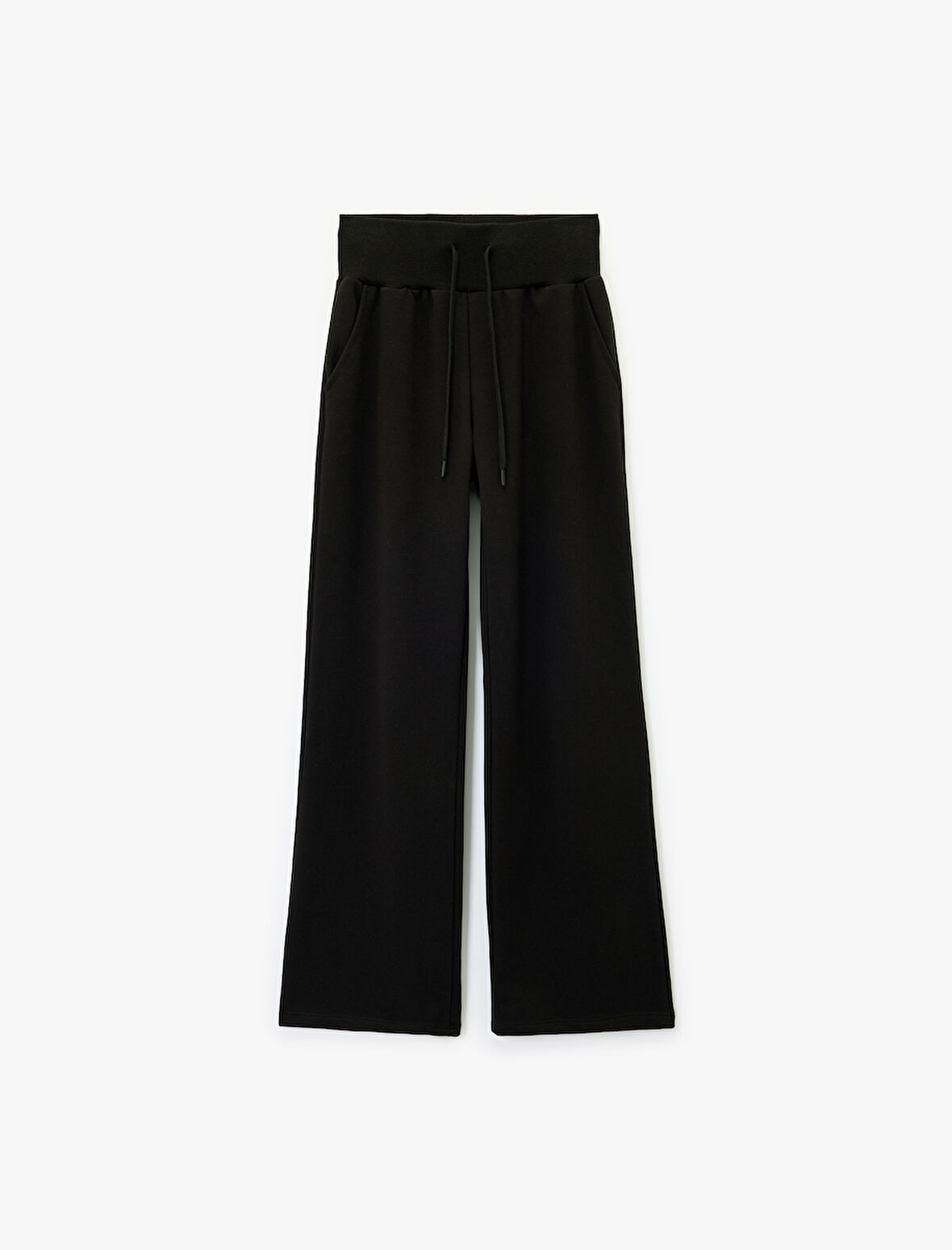 Rahat Kalıp Yüksek Bel Bağcıklı Cep Detaylı Geniş Paça Eşofman Altı