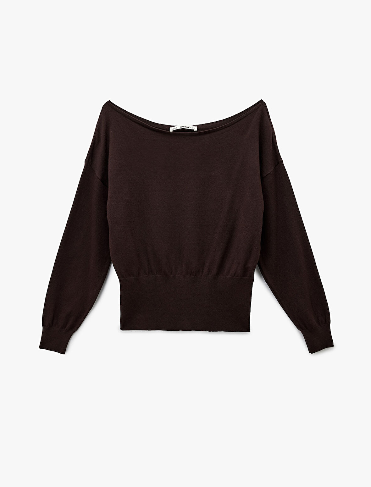 Uzun Kollu Viskon Karışımlı Kayık Yaka Triko Kazak