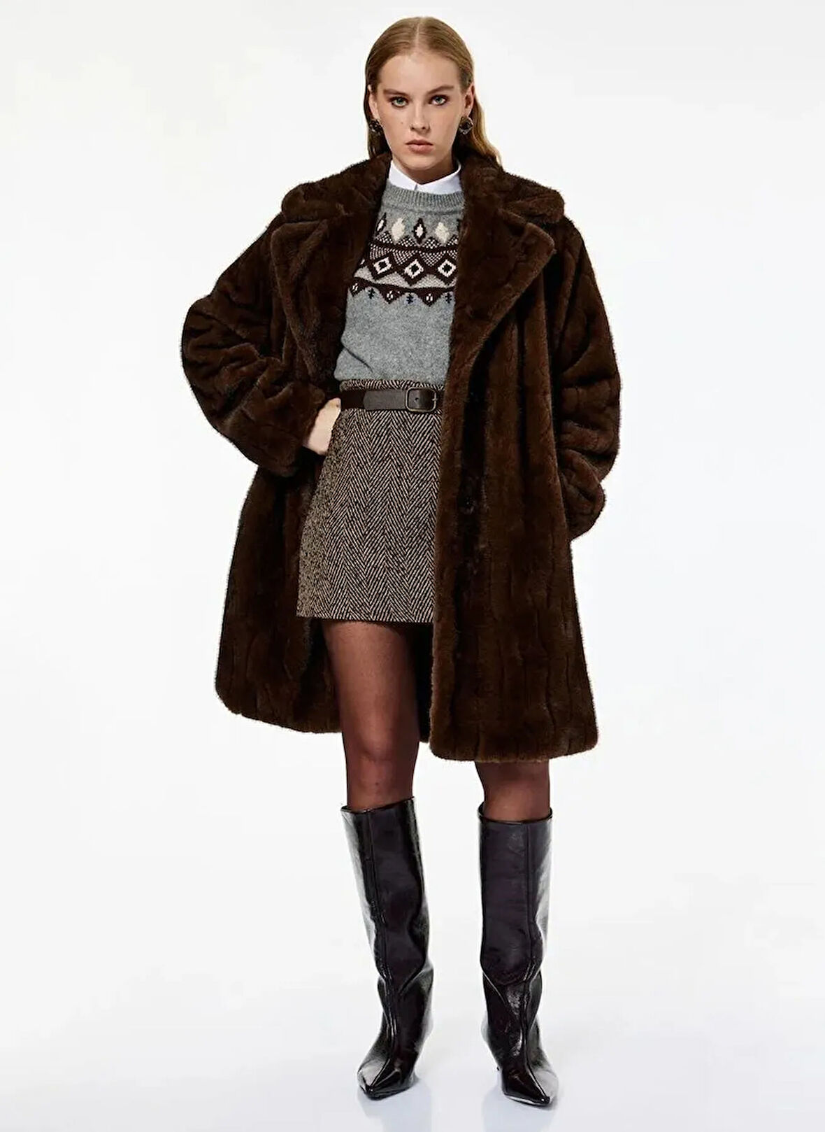 Koton Normal Bel Kahve Kadın Mini Etek 6WAK70071EW