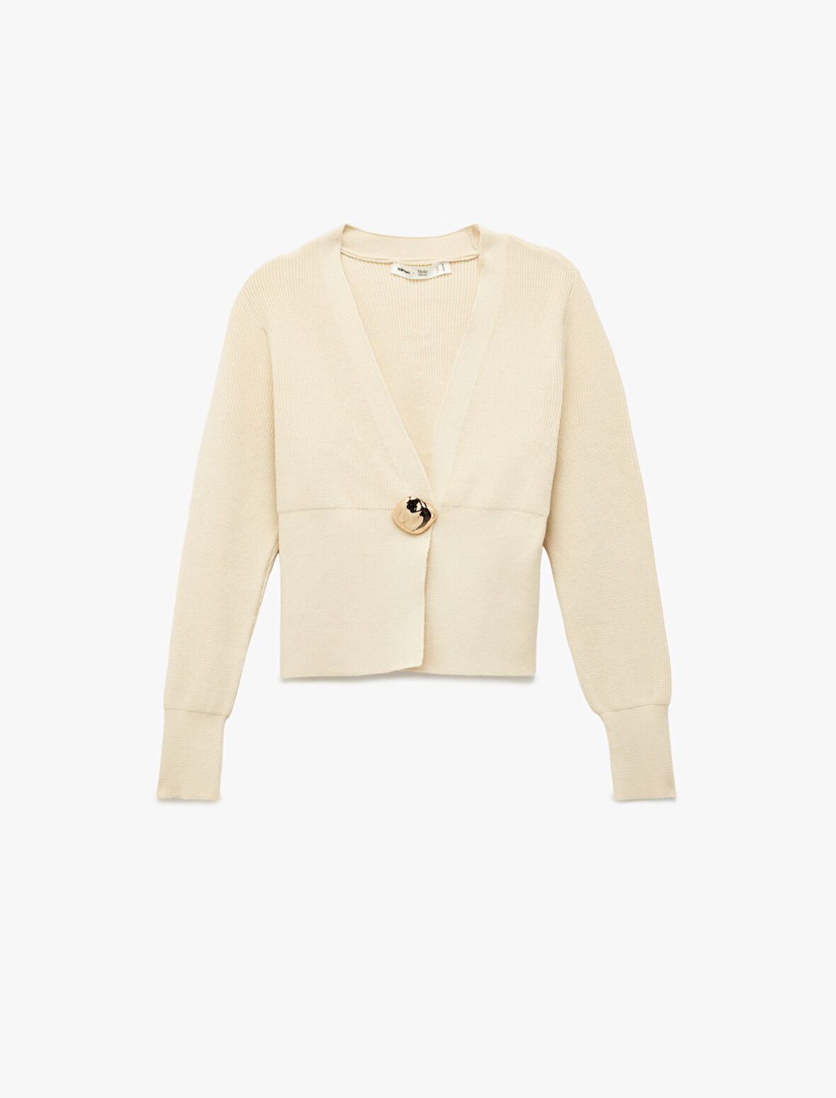 Koton X Melis Ağazat - Uzun Kollu V Yaka Aksesuar Düğme Detaylı Triko Hırka