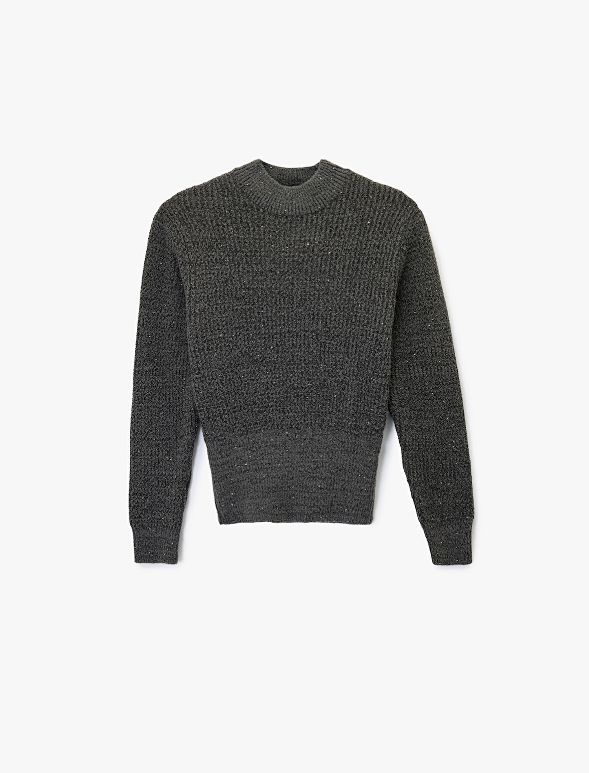 Koton X Melis Ağazat - Uzun Kollu Hafif Dik Yaka Pullu Parıltılı Triko Kazak