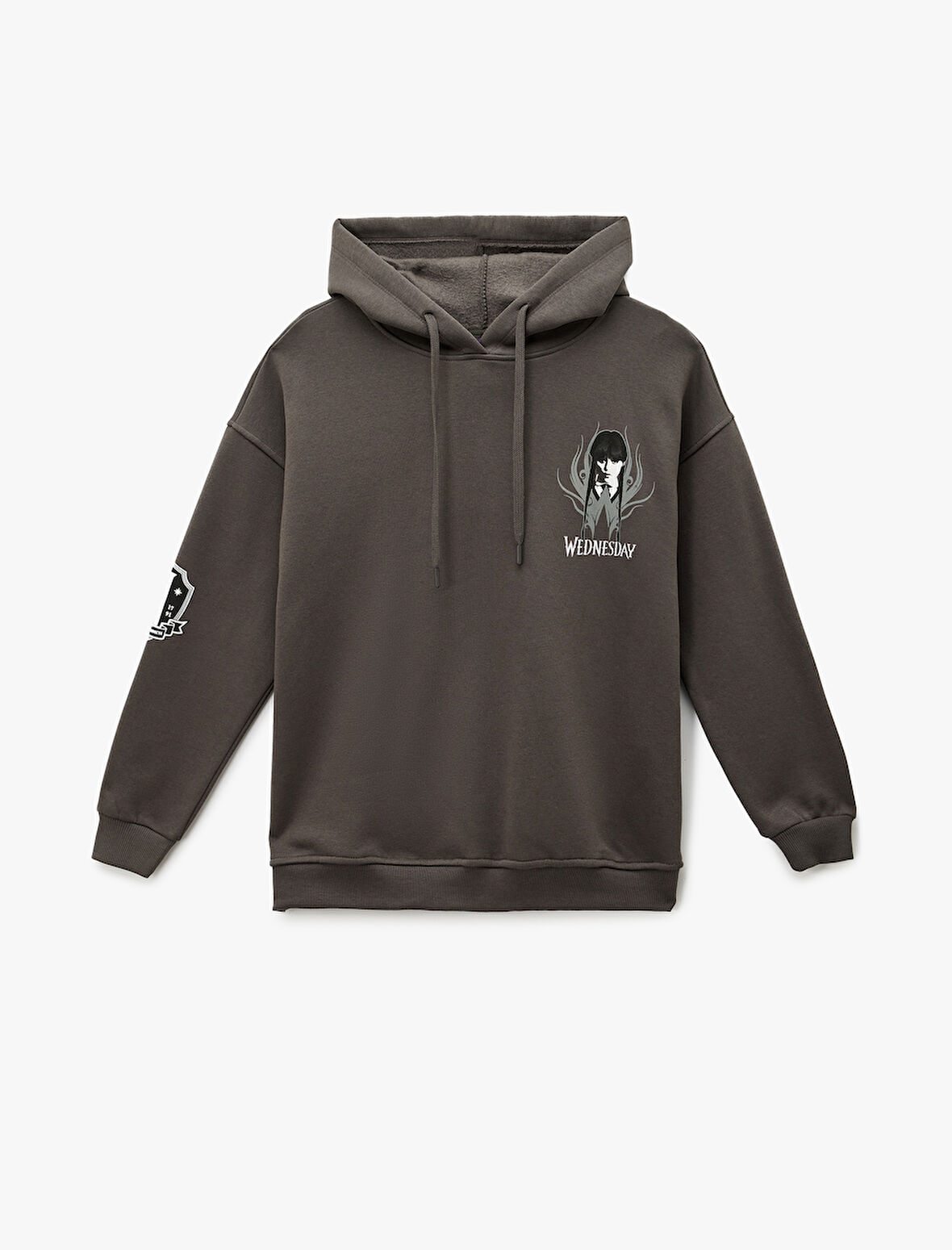 Wednesday Lisanslı Kapüşonlu Arkası Baskılı Oversize Sweatshirt