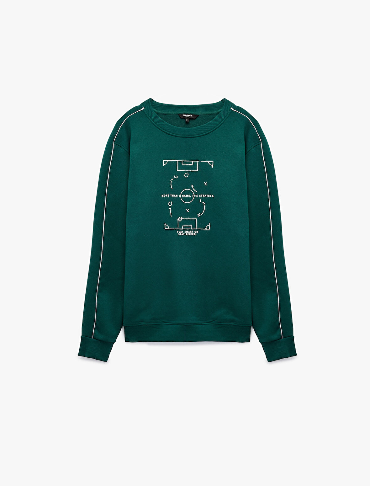 Bisiklet Yaka Uzun Kollu Baskılı Şardonlu Sweatshirt