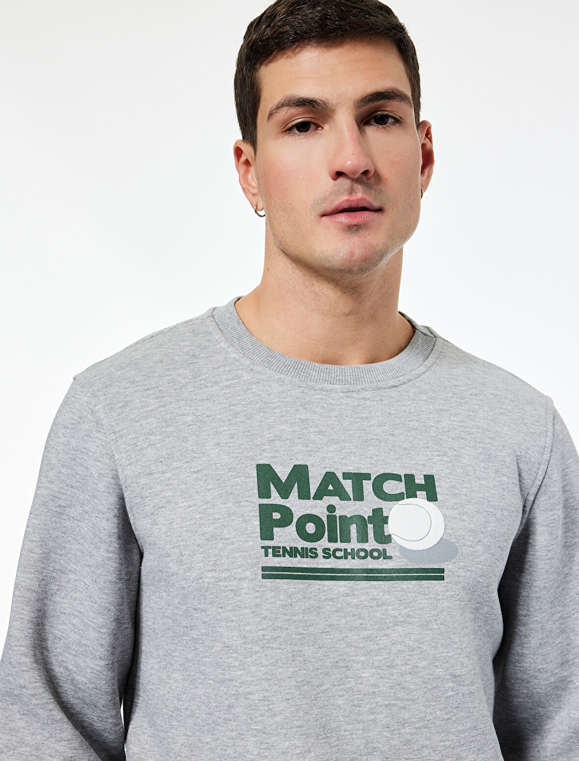 Uzun Kollu Bisiklet Yaka Şardonlu Baskılı Sweatshirt