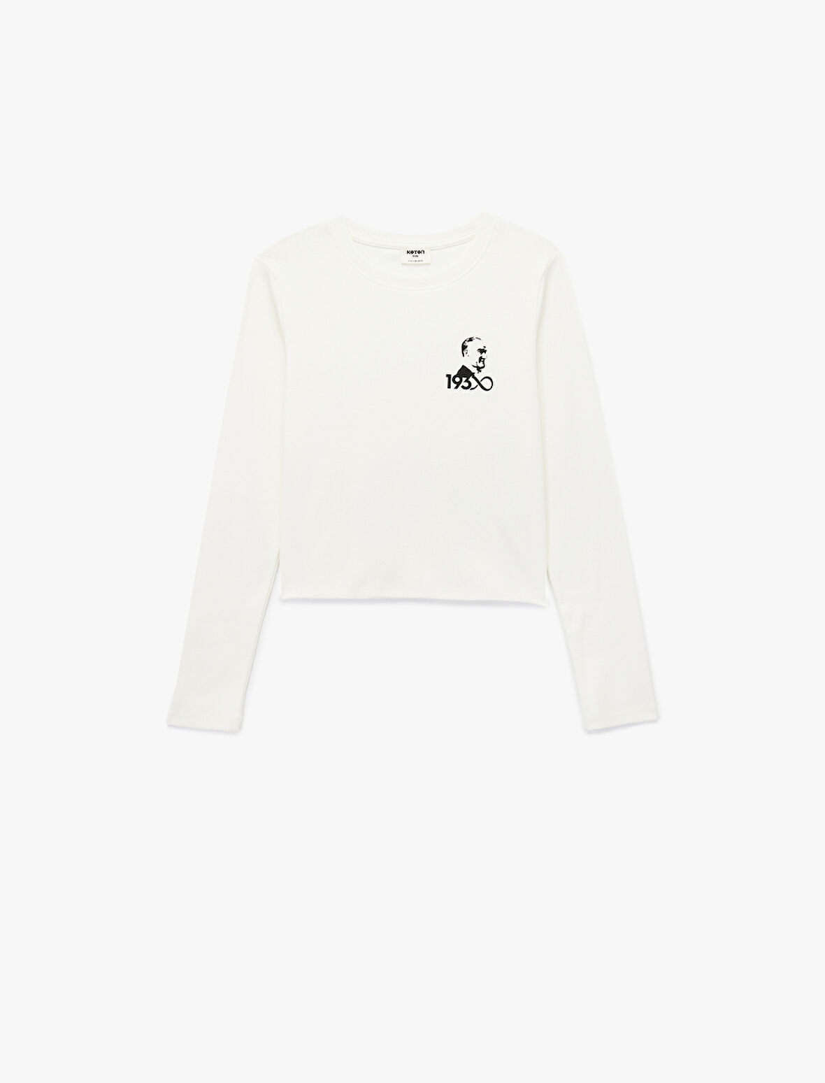 Bisiklet Yaka Uzun Kollu Pamuklu Atatürk Baskılı Tişört