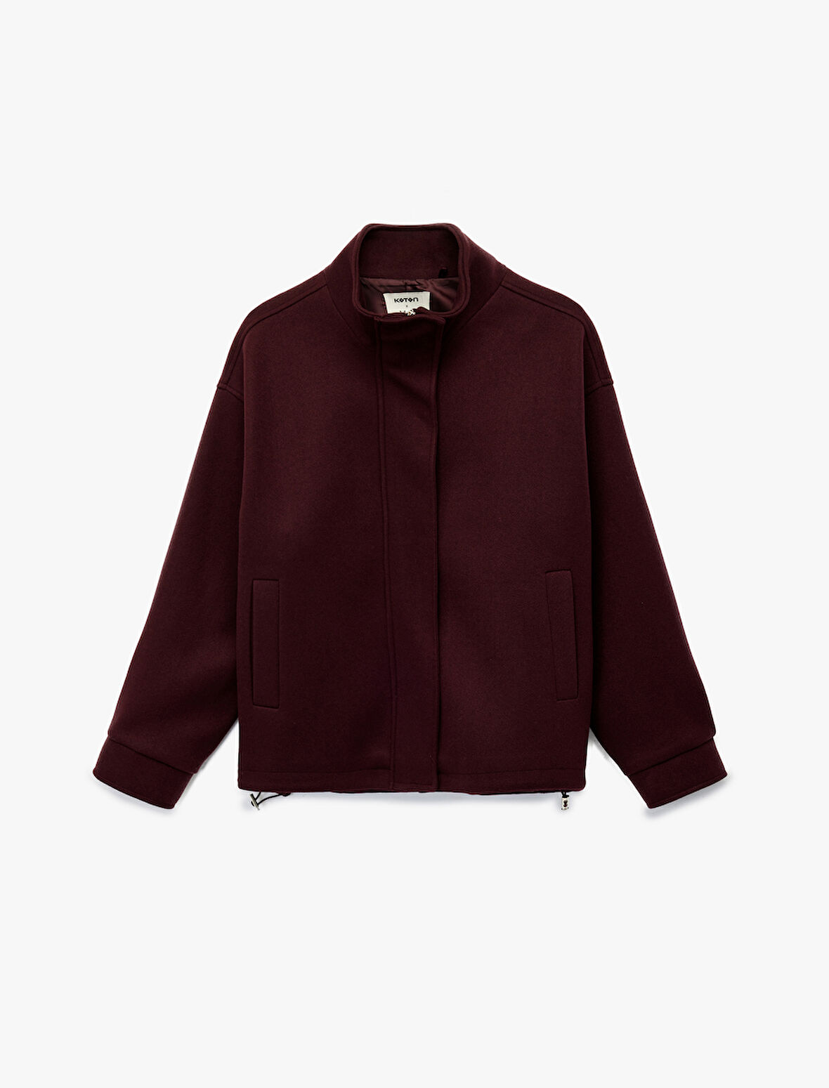 Koton X Melis Ağazat - Uzun Kollu Cepli Fermuarlı Dik Yaka Kaşe Mont