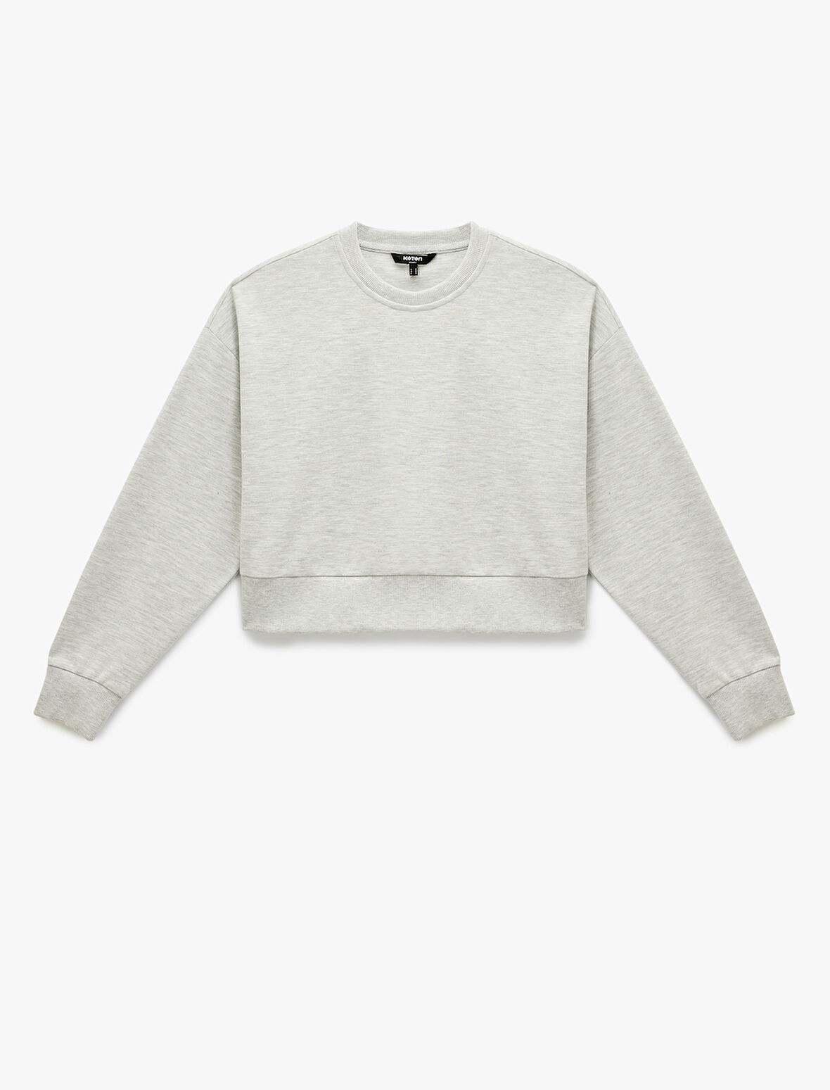 Uzun Kollu Bisiklet Yaka Oversize Crop Spor Sweatshirt