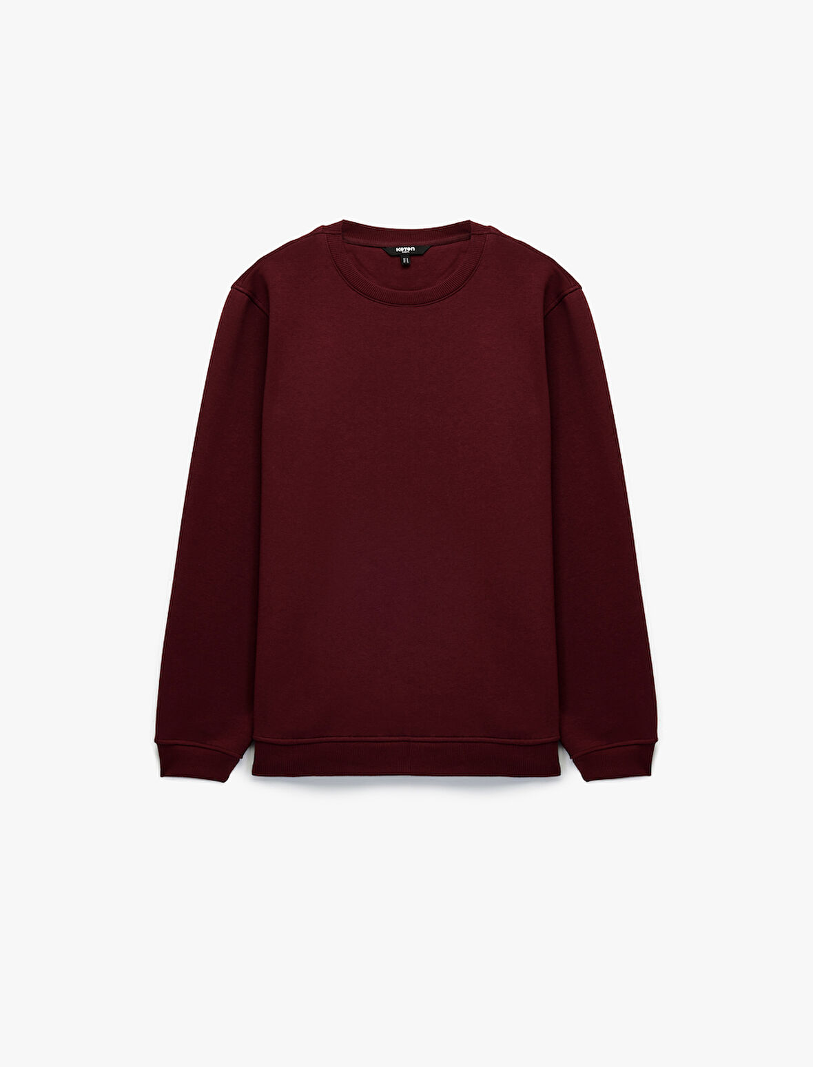 Pamuklu Uzun Kollu Şardonlu Bisiklet Yaka Erkek Basic Sweatshirt