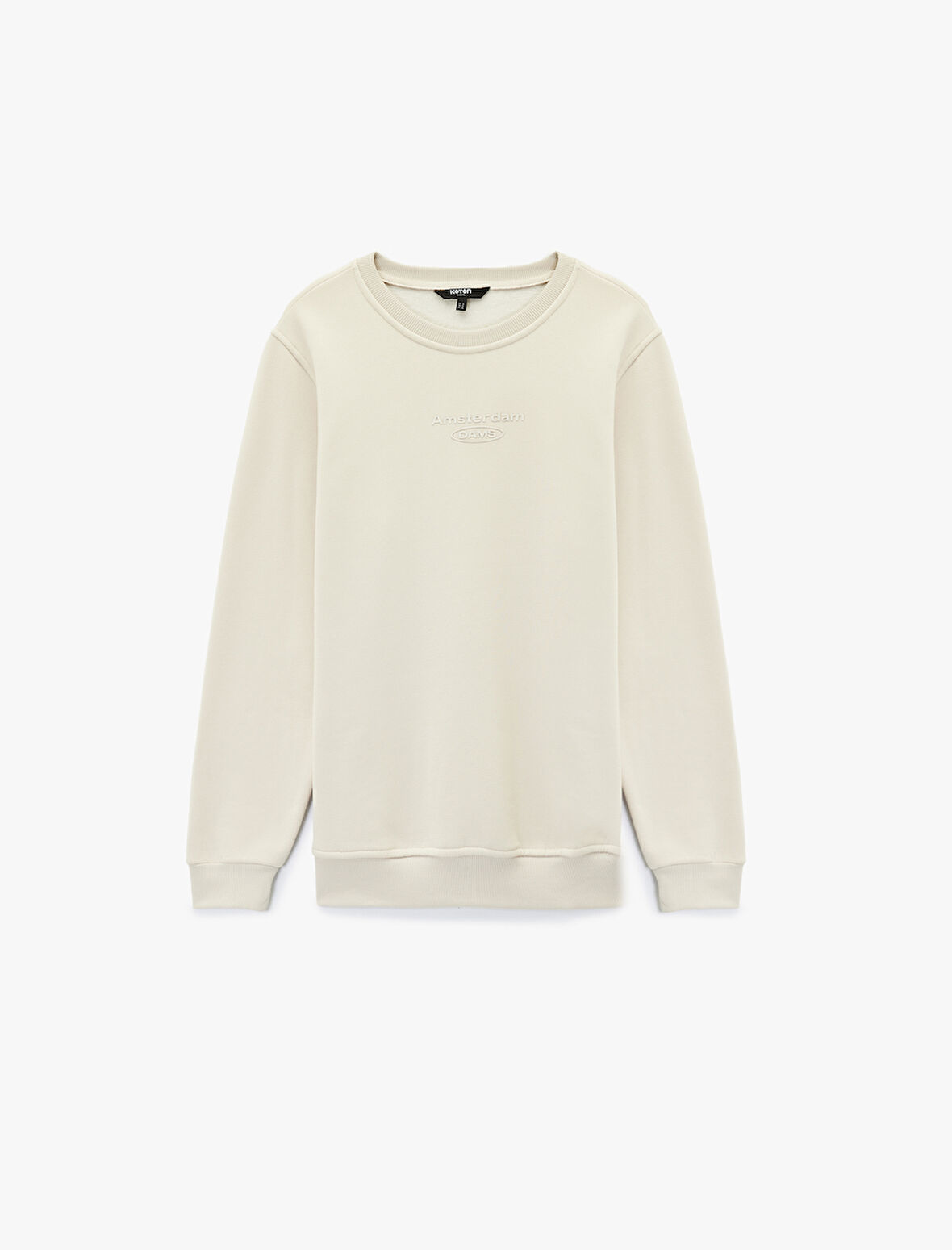 Uzun Kollu Bisiklet Yaka Şardonlu Baskılı Sweatshirt