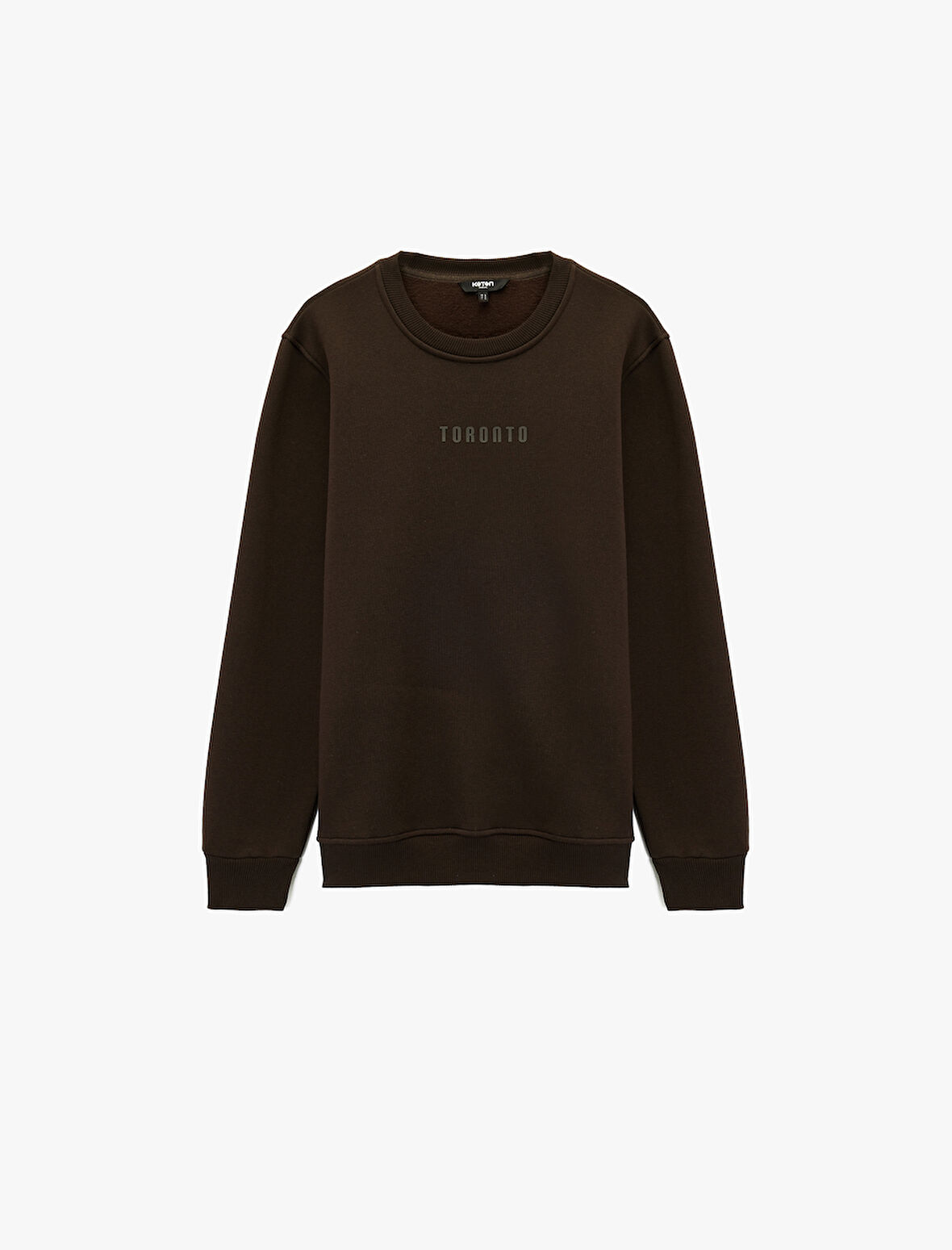 Uzun Kollu Bisiklet Yaka Şardonlu Baskılı Sweatshirt