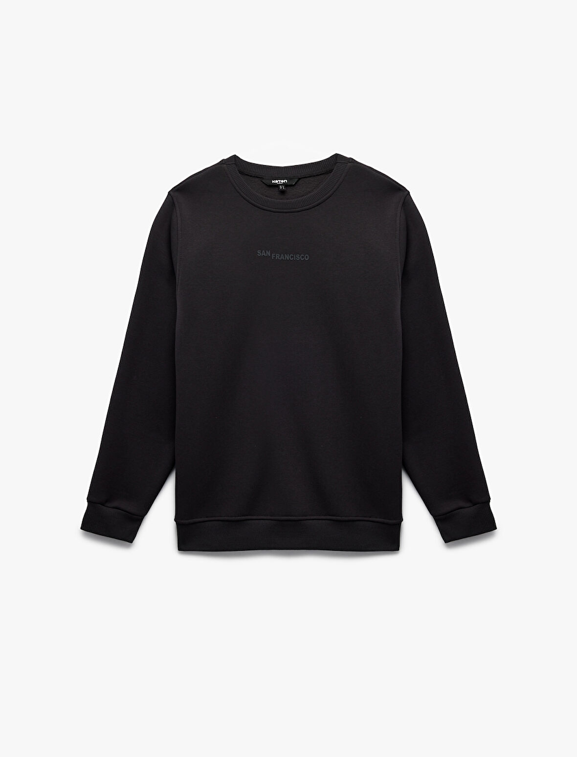 Regular Fit Uzun Kollu Şardonlu Bisiklet Yaka Baskılı Sweatshirt