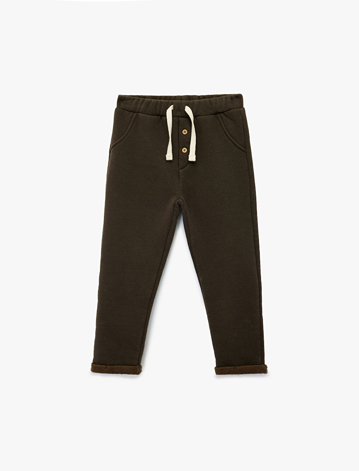 Şardonlu Duble Paça Düğmeli Bağcıklı Eşofman Altı