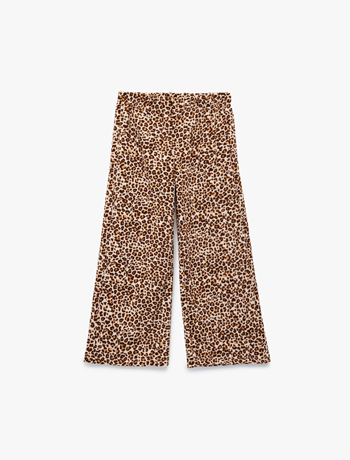 Leopar Desenli Beli Lastikli Geniş Paça Pantolon