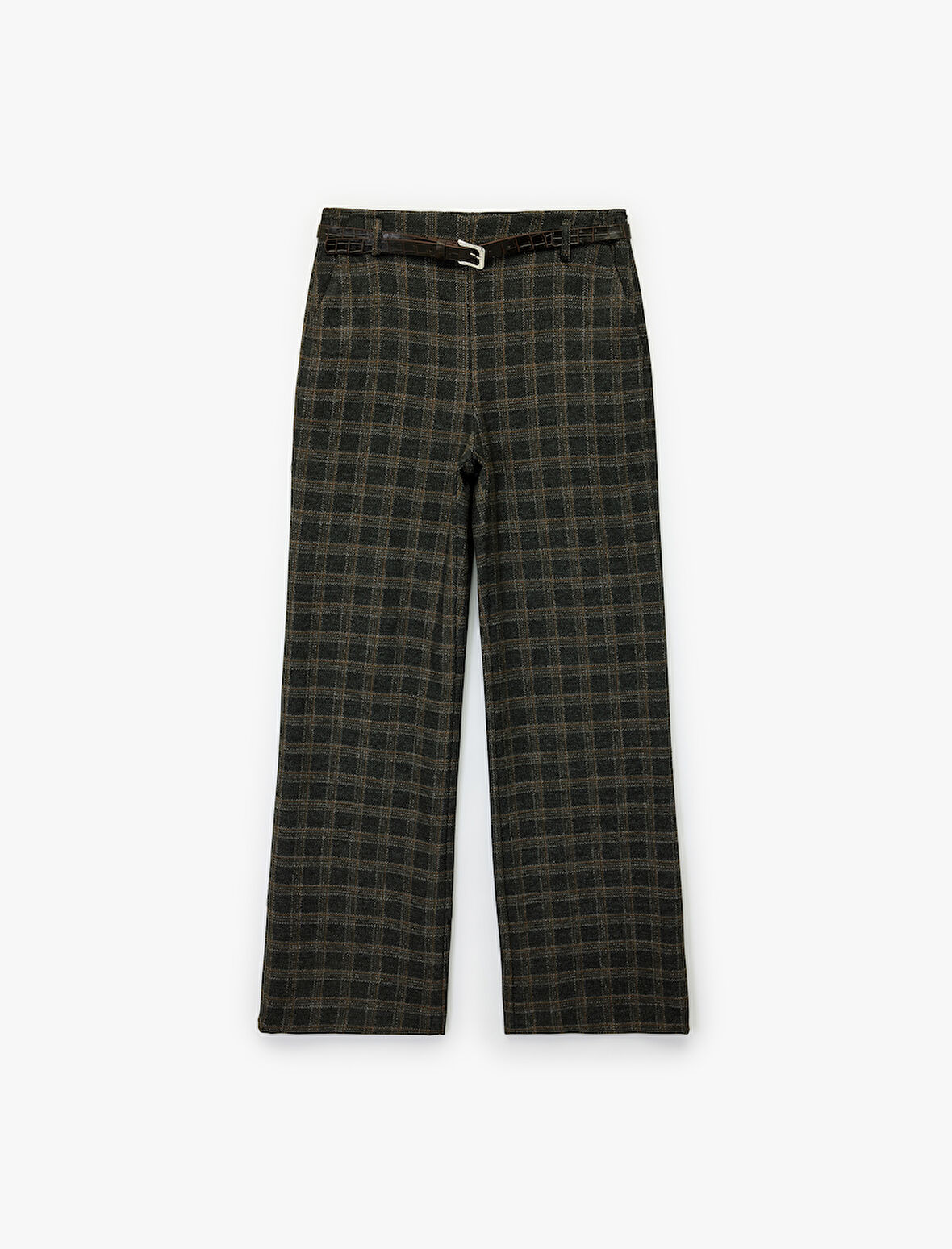 Koton X Melis Ağazat - Kemer Detaylı Cepli Ekose Palazzo Pantolon