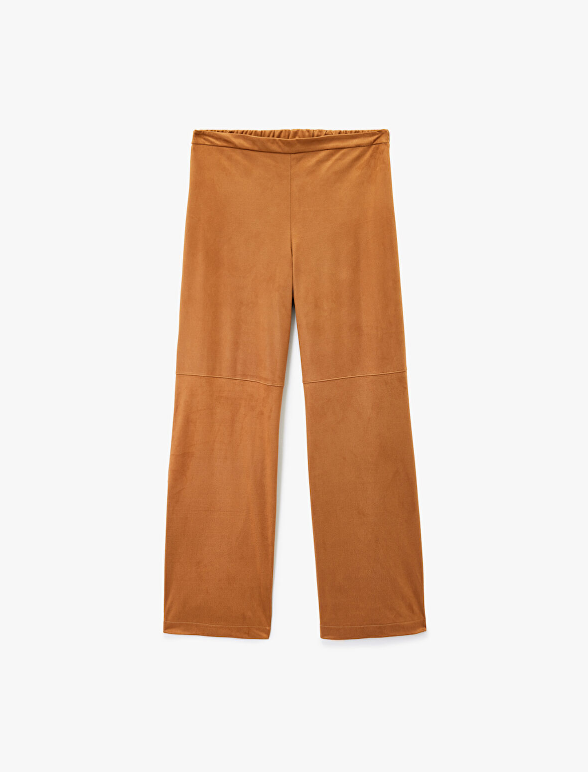 Uzun Düz Bol Paça Süet Görünümlü Pantolon