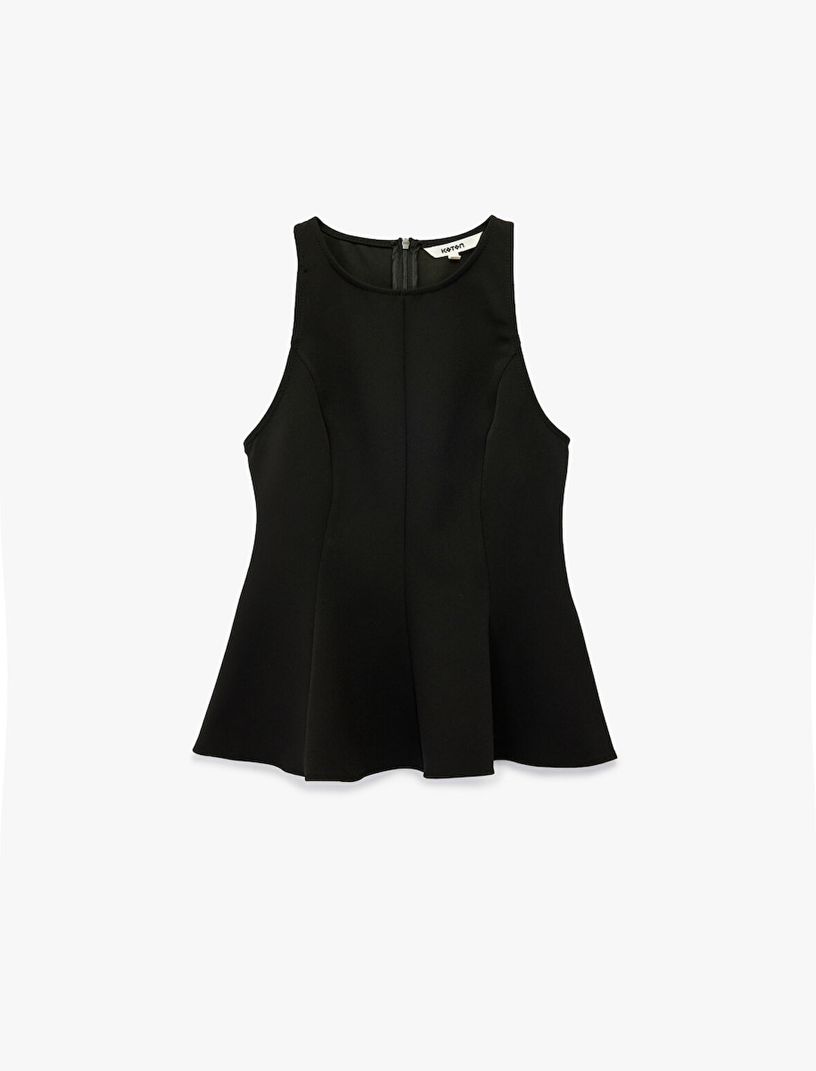 Slim Fit Kolsuz Bisiklet Yaka Peplum Bluz