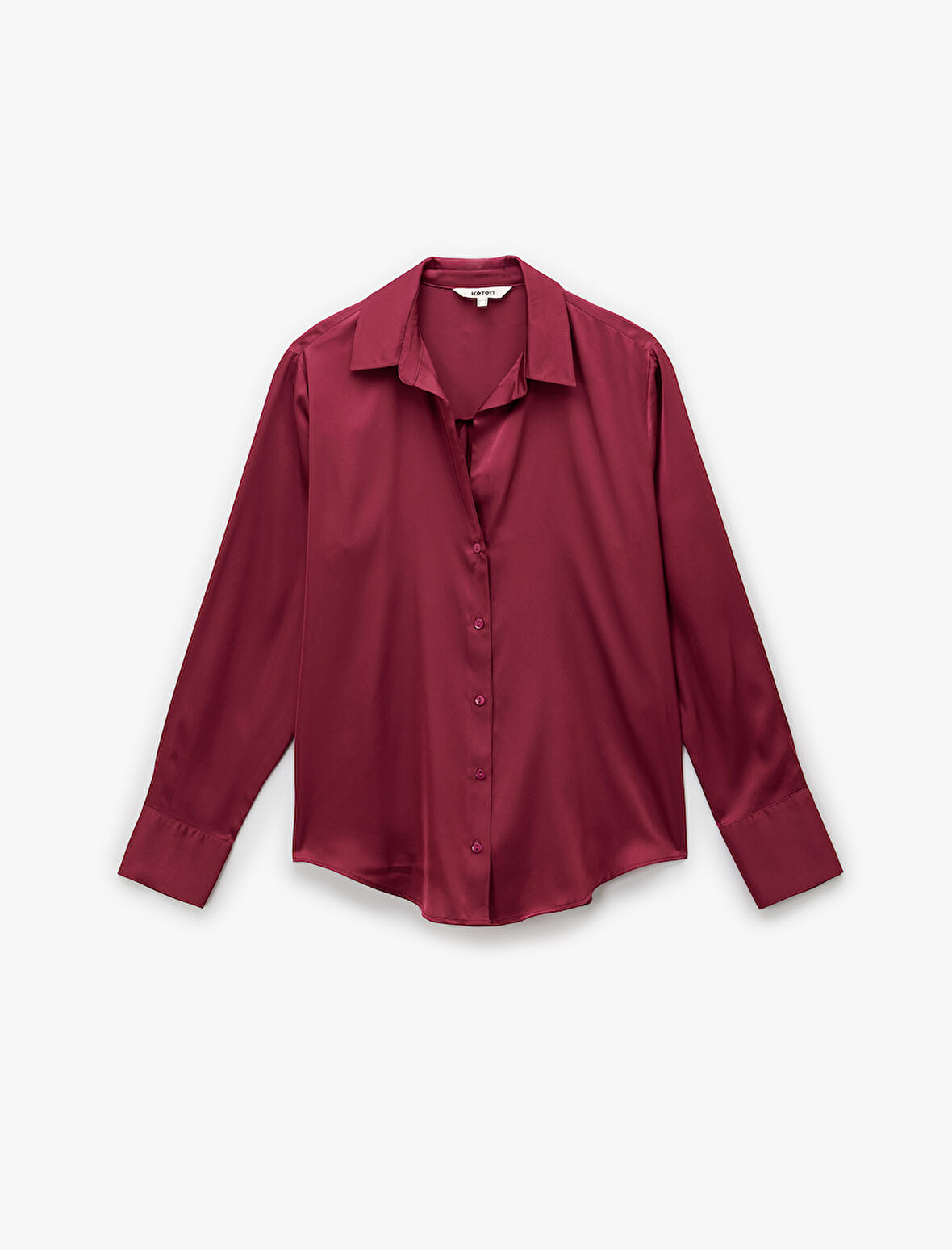 Regular Fit Uzun Kollu Düğmeli Saten Gömlek