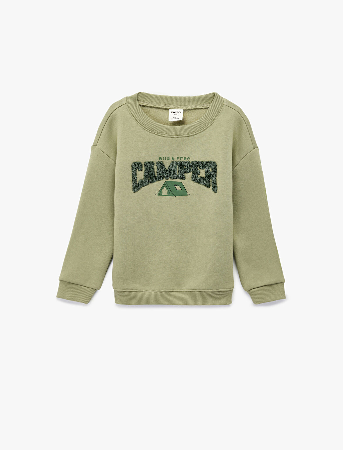 Pamuklu Uzun Kollu Bisiklet Yaka Baskılı Sweatshirt