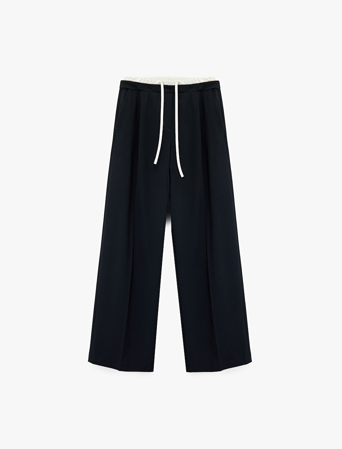 Beli Bağcıklı Geniş Paça Pantolon