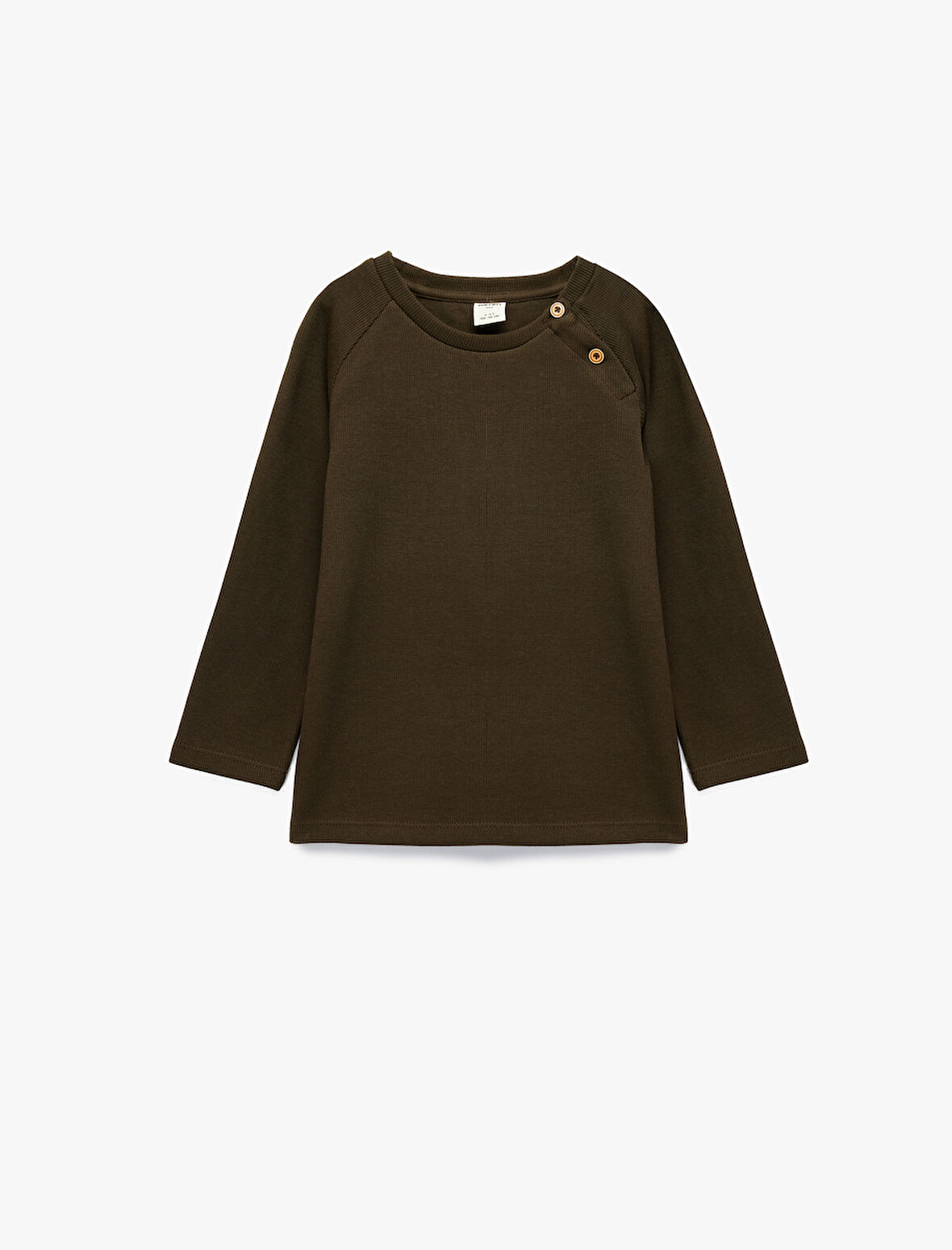 Pamuklu Düğmeli Uzun Reglan Kollu Bisiklet Yaka Sweatshirt