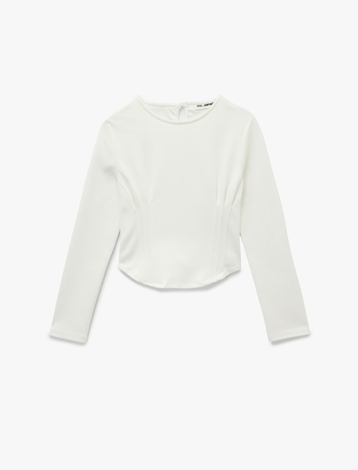 Nervürlü Slim Fit Bisiklet Yaka Uzun Kollu Tişört