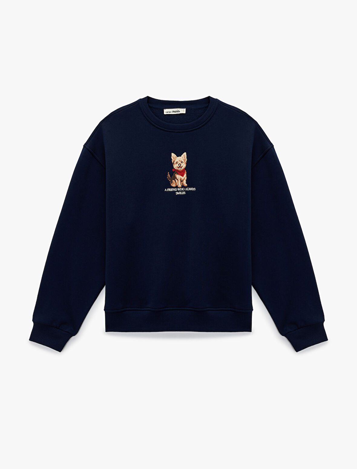 Uzun Kollu Bisiklet Yaka Köpek Baskılı Oversize Sweatshirt