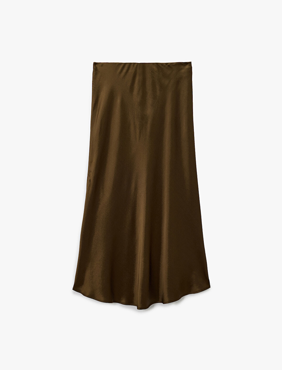 Slim Fit Balık Kesim Midi Boy Saten Etek