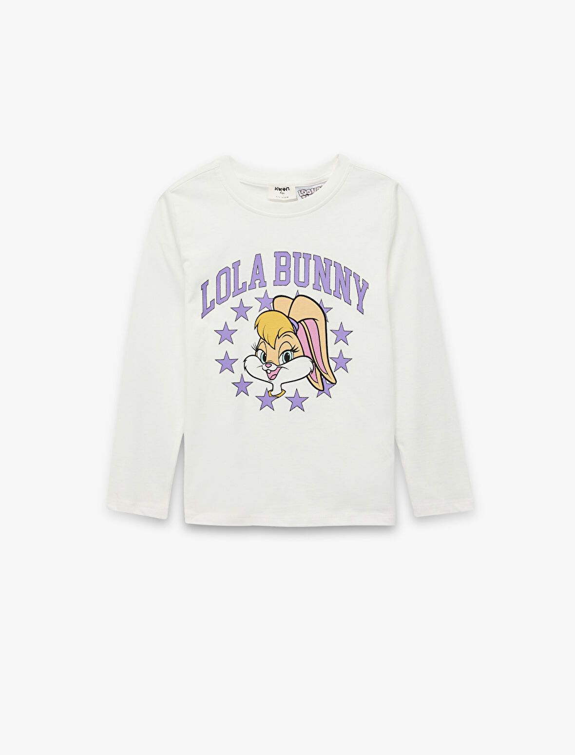 Lisanslı Lola Bunny Baskılı Uzun Kollu Bisiklet Yaka Pamuklu Tişört