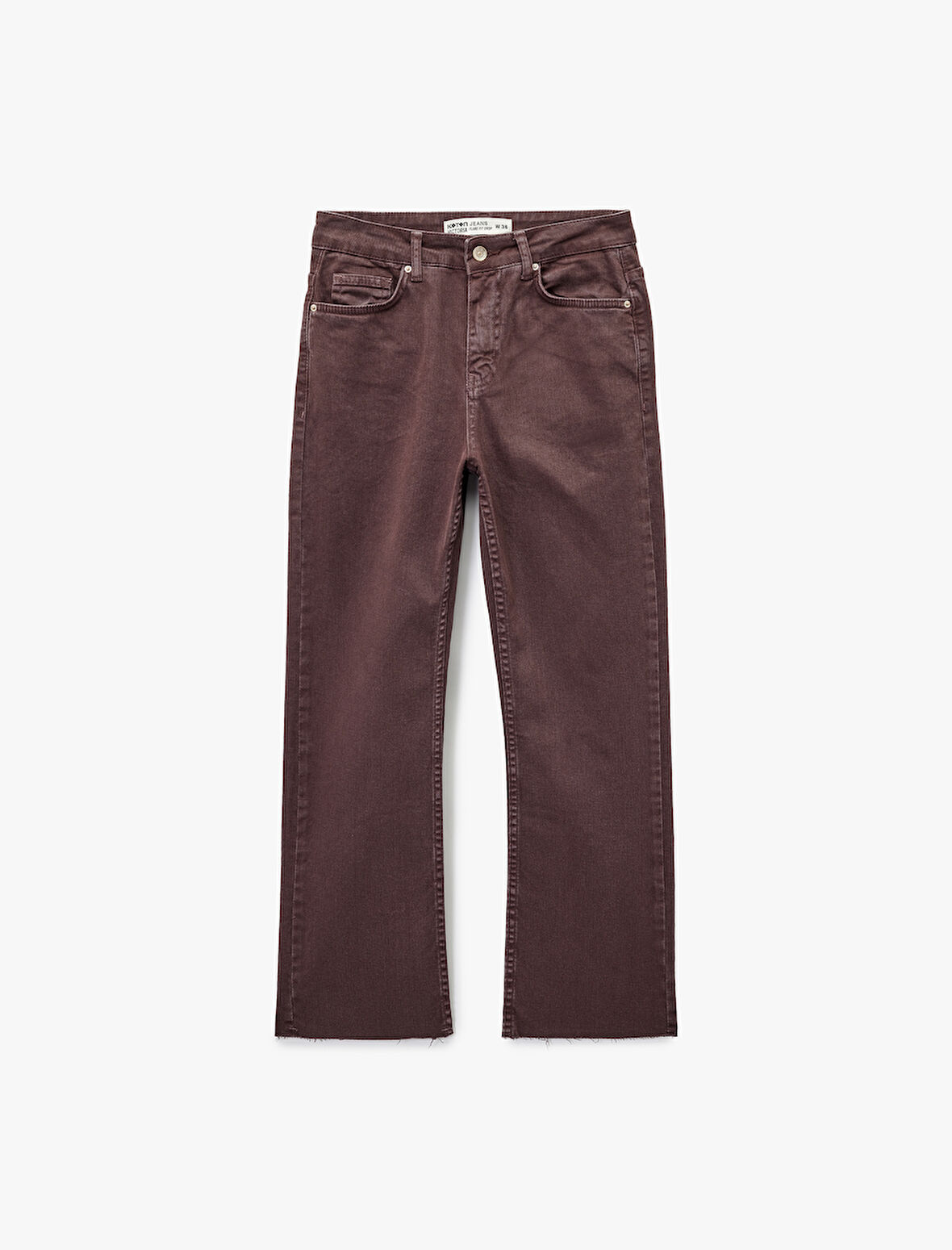 Pamuklu Dar Kalıp Düğmeli Cepli İspanyol Paça Crop Jean Pantolon -  Kick Flare Jeans