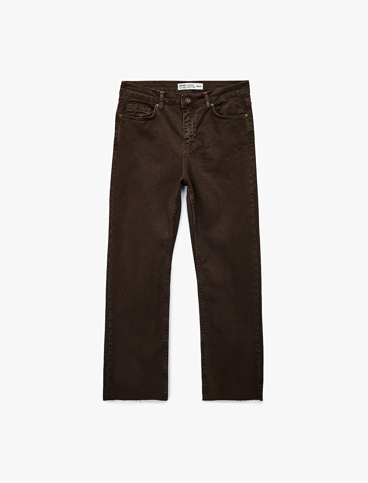 Pamuklu Dar Kalıp Düğmeli Cepli İspanyol Paça Crop Jean Pantolon -  Kick Flare Jeans