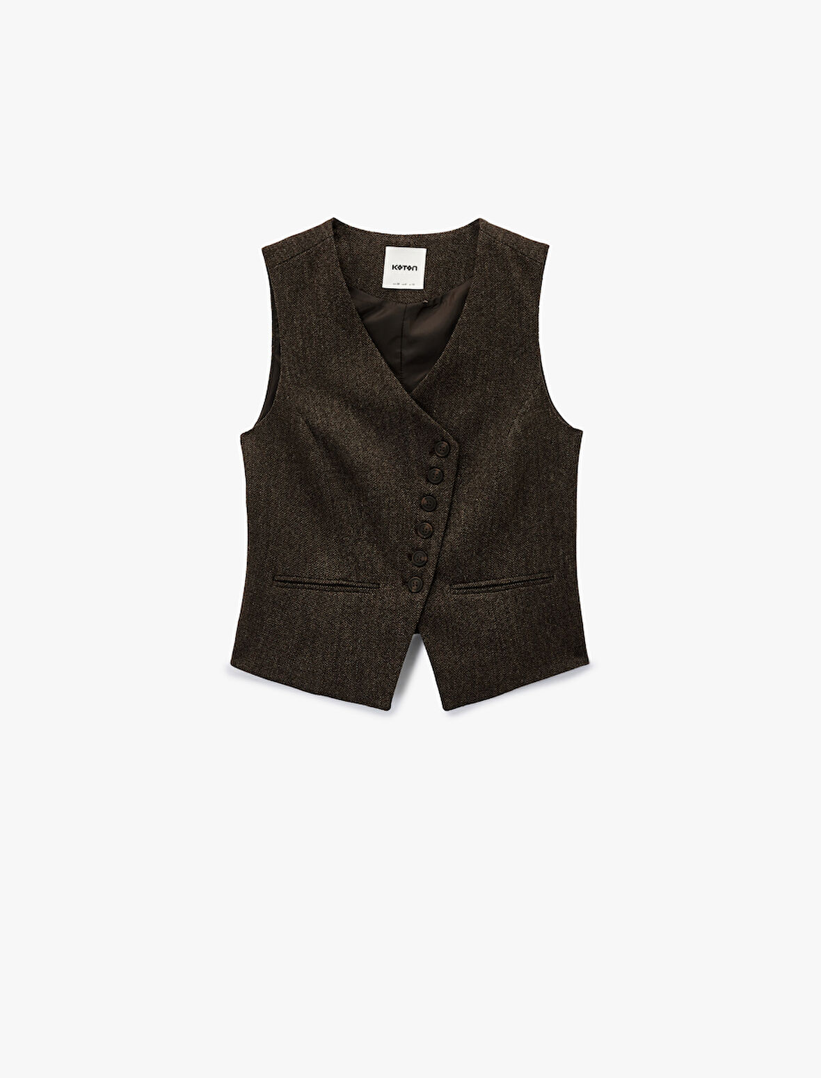 Koton X Şahika Ercümen - Slim Fit Asimetrik Düğmeli Yelek